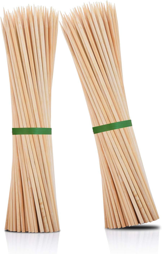 Minisland Premium 10 Inch Bamboo Wooden Skewers for Kabobs 4mm Thick Round BBQ Heavy Food Sticks 100 Counts -MSL166