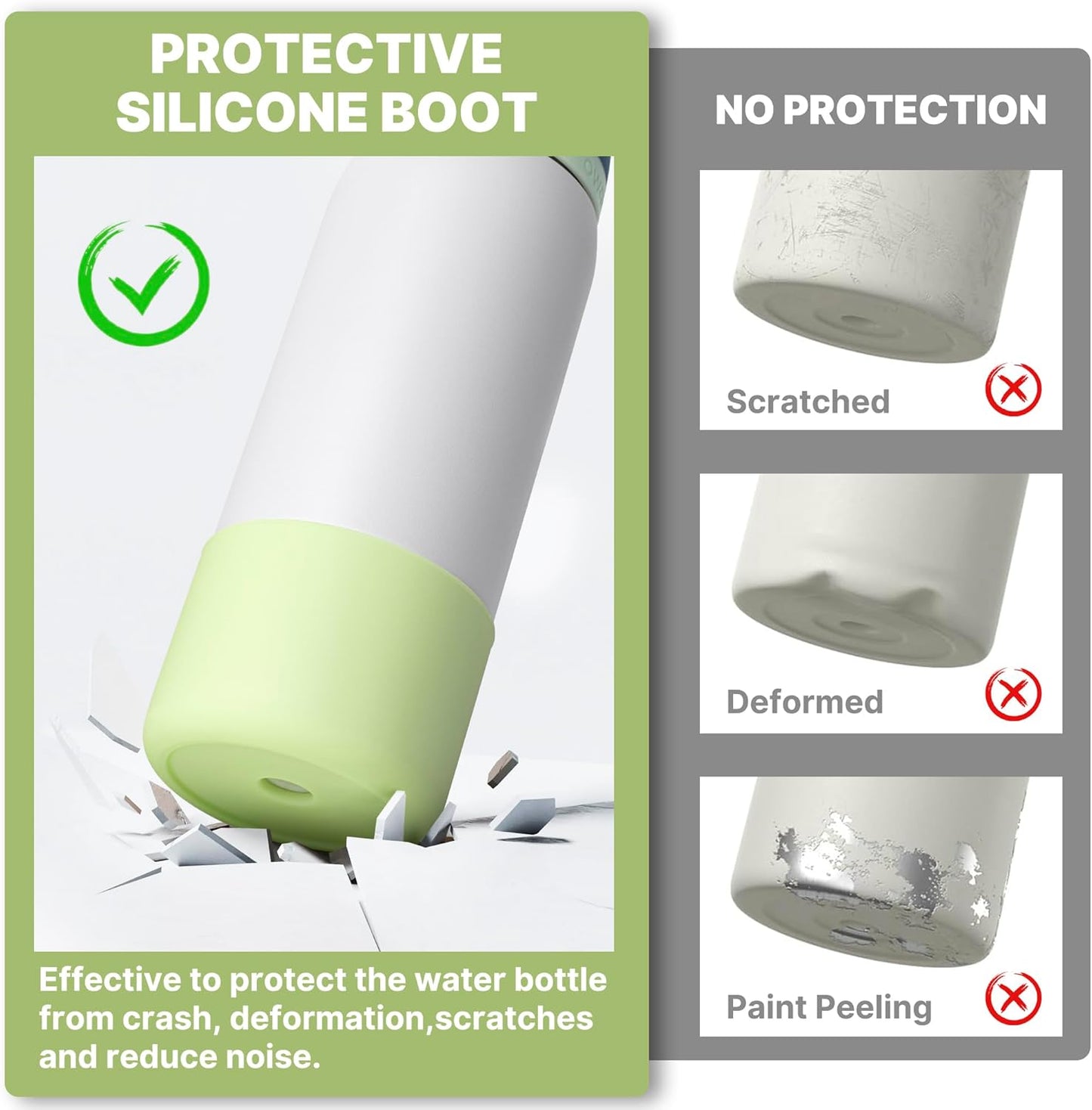 Silicone Boot for Owala 32 oz Water Bottle, Anti-Slip Protective Sleeve, Boot Bottom Base (Green)