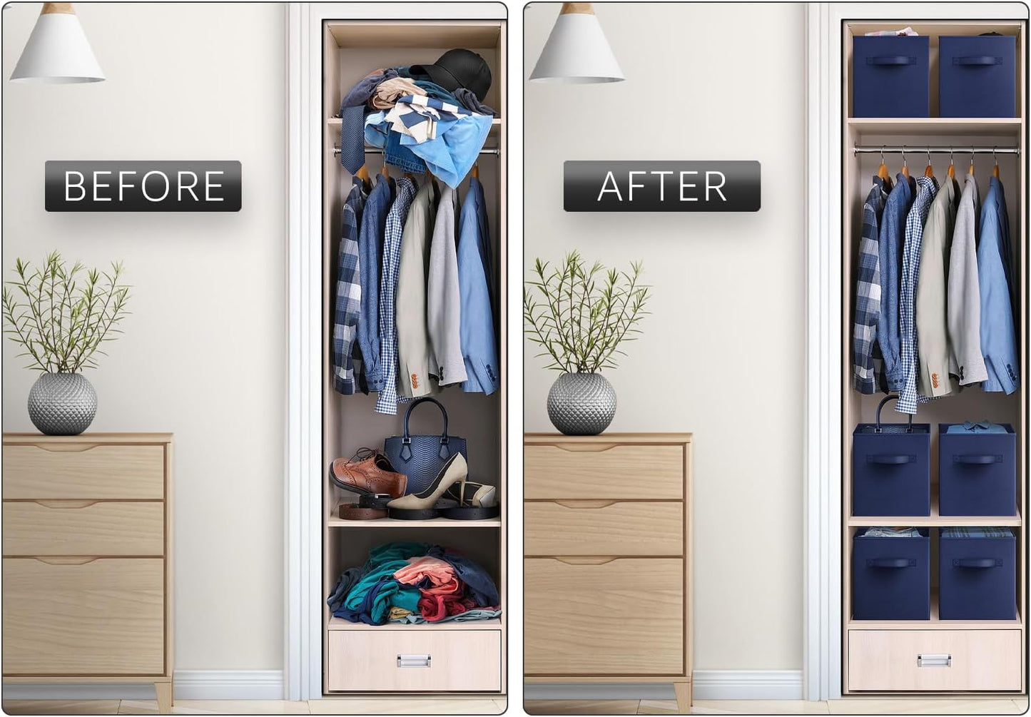 Sorbus Fabric Storage Cubes - 6 Foldable Storage Bins for Organizing Pantry, Cubbies, Toy Box - Clothes Storage & Closet Organizer - 13 Inch Collapsible Cube Baskets for Shelves with Handle