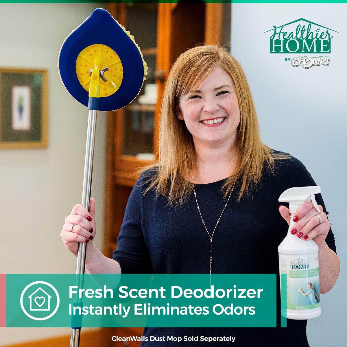 CHOMP! Painted Wall Cleaner Spray: Healthier Home 5-Minute CleanWalls 4-in-1 Multipurpose, Ceiling and Baseboard Cleaning - Dirt, Dust, Odor and Stain Remover - 32 Oz (Meadow Breeze)……