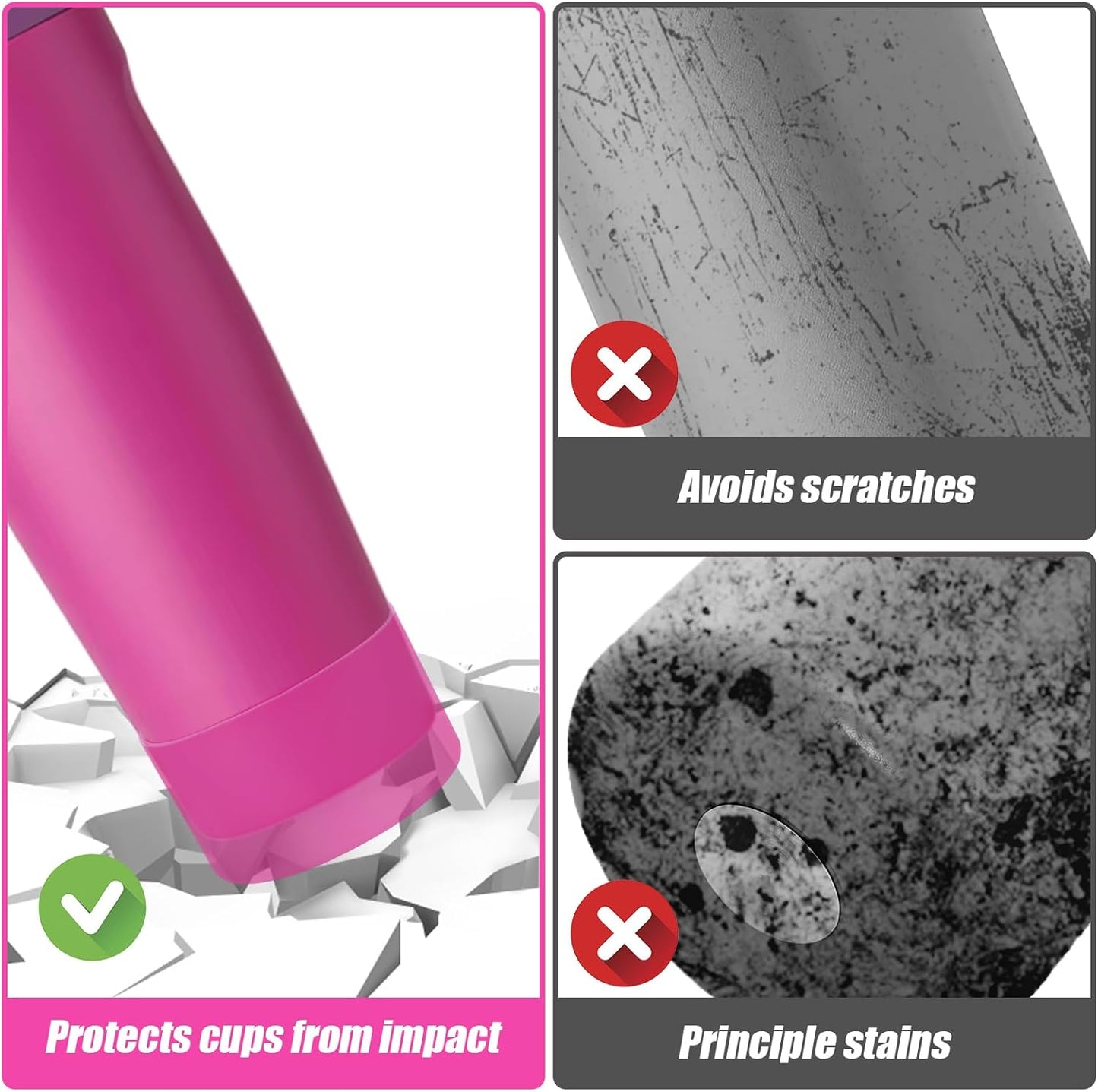 Mity rain 2PCS Protective Silicone Boots for Owala 30oz & 40oz FreeSip Sway Bottles & Tumblers - Accessories for owala, Enhances Stability & Prevents Scratches (Rose Red)