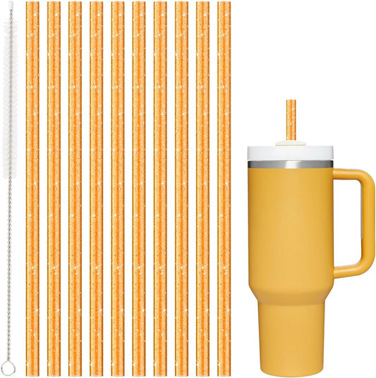 Replacement Straw for Stanley Cup 40 oz 30 oz Tumbler, 10 Pack 12.13-In Long Reusable Plastic Straw with Cleaning Brush, Dishwasher Safe