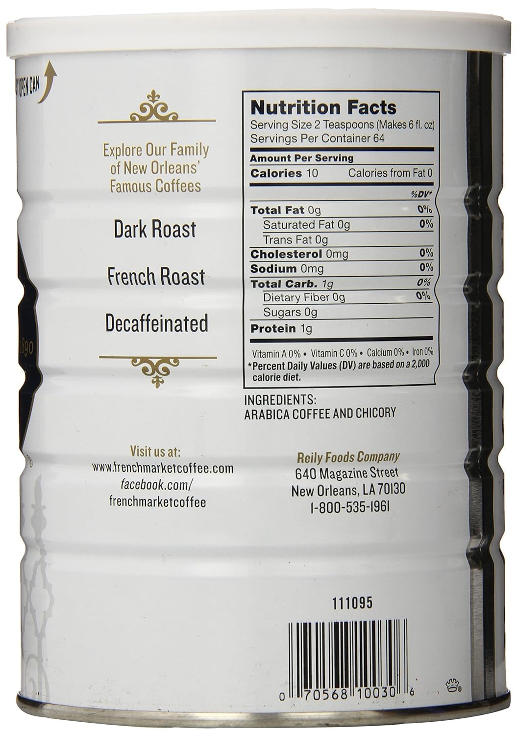 French Market Coffee & Chicory Restaurant Blend Medium-Dark Roast Ground Coffee, 12oz Can (Pack of 12)