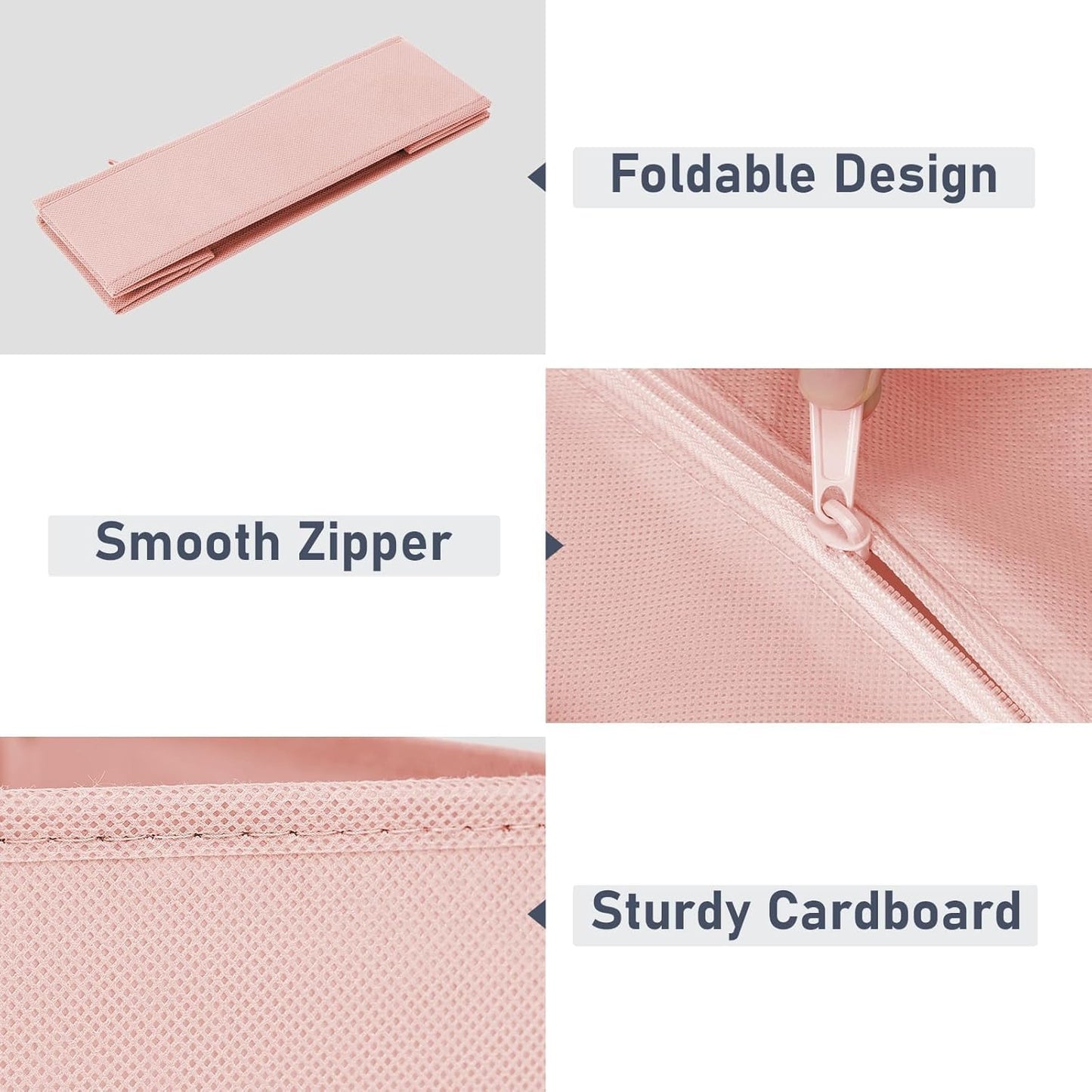 DIMJ Drawer Organizer Clothes, 24 Pack Dresser Organizer, Foldable Closet Organizers and Storage, Fabric Dresser Bins, Drawer Dividers for Nursery, Baby Clothes, Underwears, Sock (Pink)