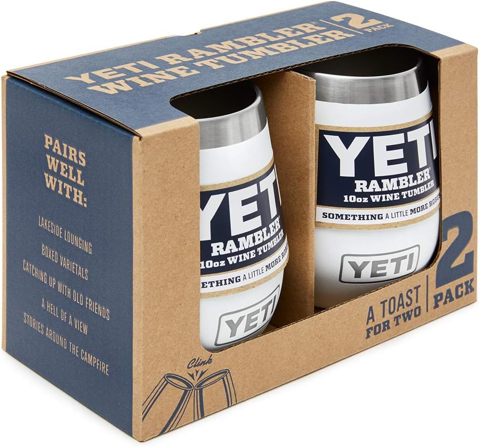 YETI Rambler 10 oz Wine Tumbler, Vacuum Insulated, Stainless Steel, 2 Pack