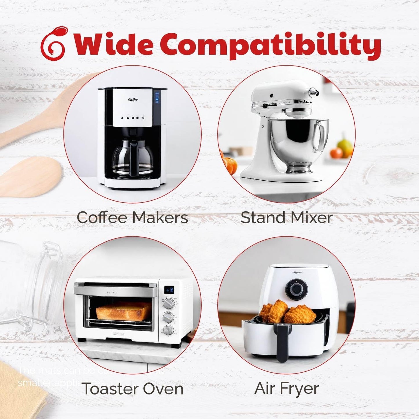 3 Pack Heat Resistant Mats for Countertop – Heat Pad Protector & Appliance Sliders for Kitchen – Cut to fit, Compatible with Ninja, Cuisinart, KitchenAid, Keurig & More