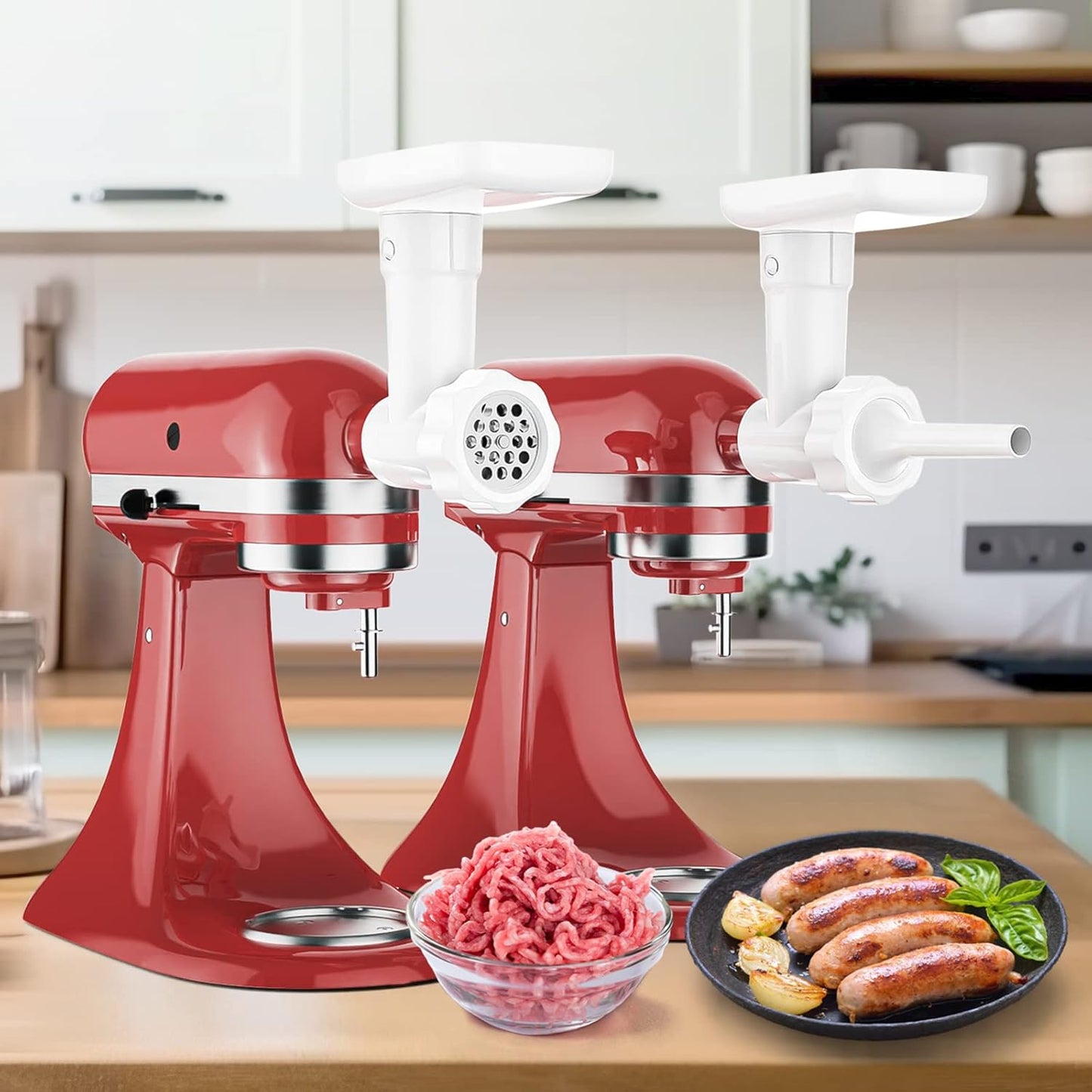 Fruit & Vegetable Strainer Attachment Set for KitchenAid Stand Mixer, Includes Food Grinder Attachment with Sausage Stuffer Tubes and Juicer Auger, Meat Grinder Attachment for KitchenAid by InnoMoon