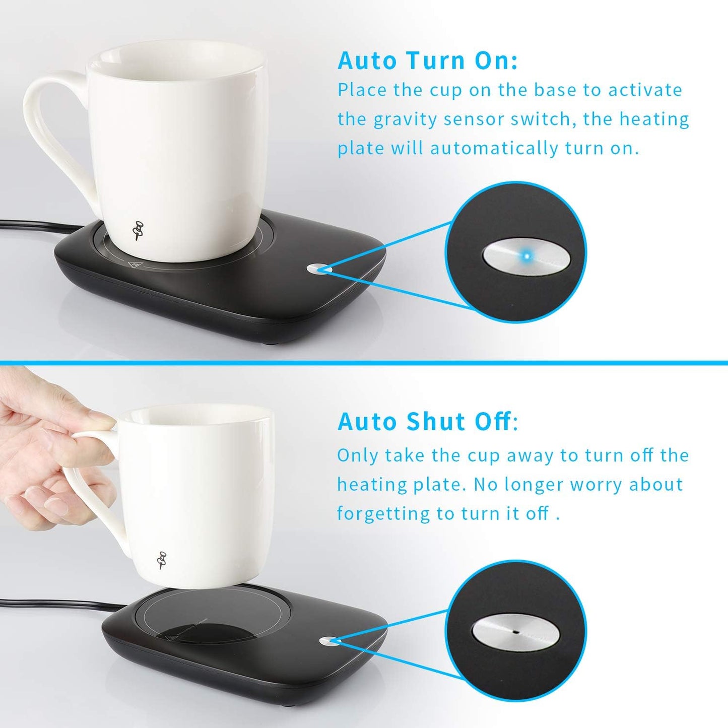 Misby Mug Warmer for Desk Use, Auto Shut Off, Gravity-Induction Warmer for Coffee Lovers - Christmas/Birthday Gift (Deep Black)