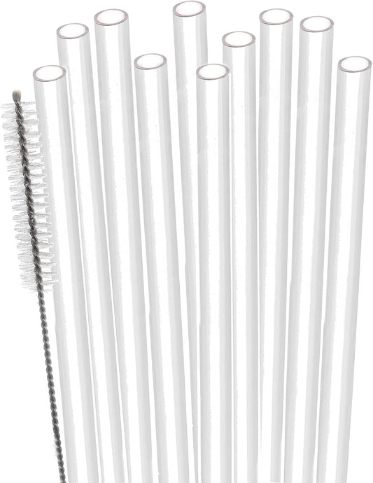 Dakoufish Replacement Straw for Stanley|Owala|Simple Modern 40oz 30oz Tumbler,10 Pack 12 Inch White Reusable Straws With Cleaning Brush for Stanley Cup Accessorie,BPA Free,Dishwasher Safe