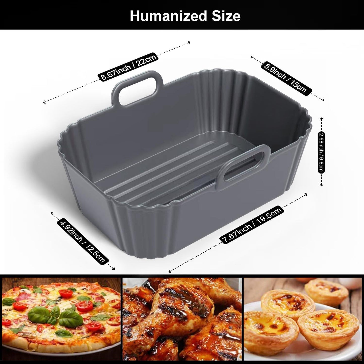 Silicone Air Fryer Liners 2 Pack, Reusable Compatible for Ninja Foodi DZ201, DZ401, DZ550, COSORI, Chefman, Instant, and 6-in-1 8-10QT Baskets