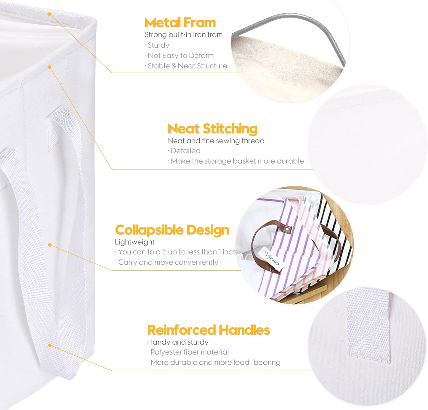 Hinwo 102L XXL Storage Bins, 2-Pack Closet Organizers and Storage, Foldable Clothes Storage Baskets with Handles, Containers for Clothing, Blanket, Comforters, Toys, Bedding (White)