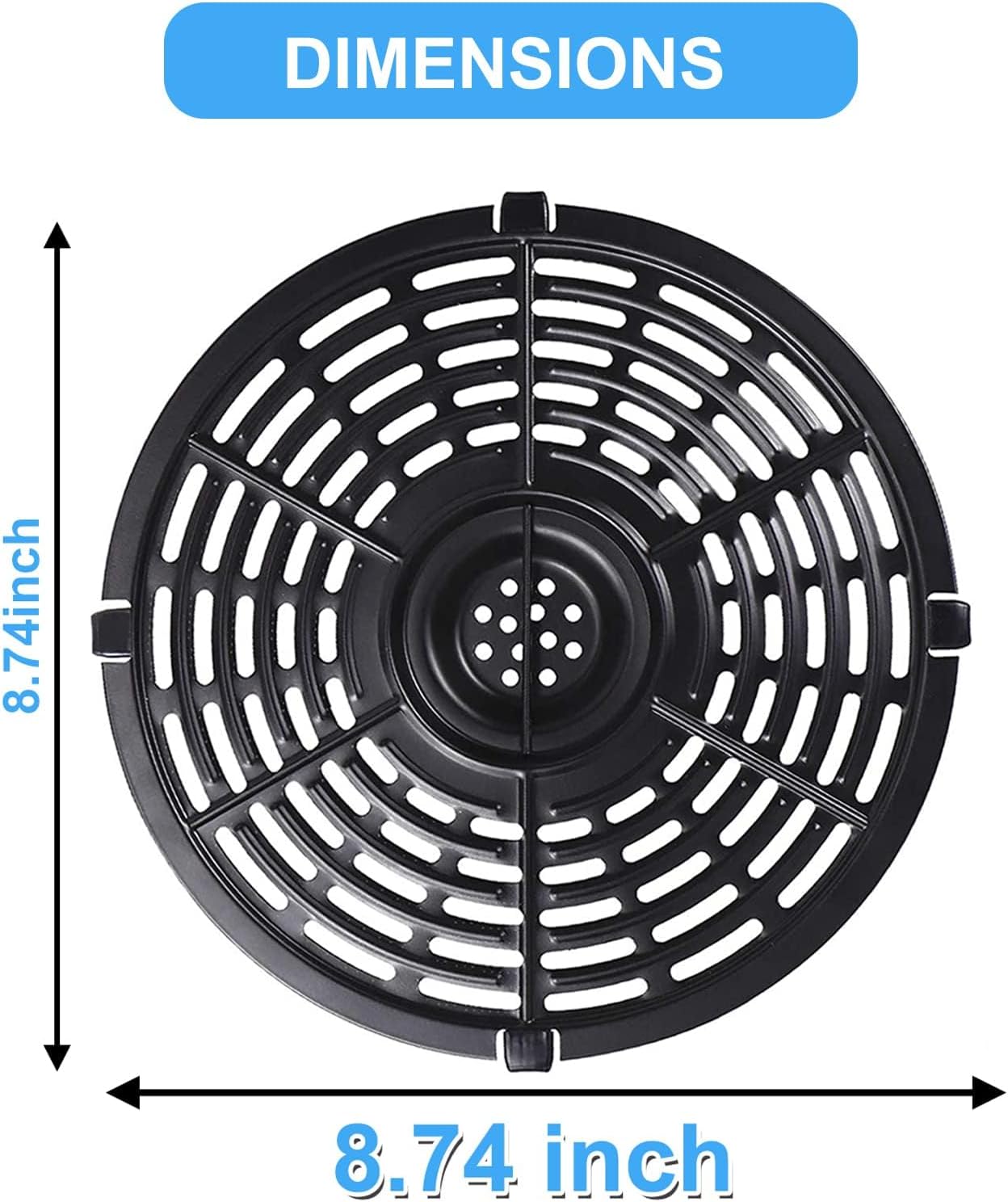 Grill Pan for Power XL 5QT Air fryer, 8.7'' 5QT Round Non-Stick Air Fryer Replacement Tray Rack Parts Accessories Crisper Plate Grill Plate, Dishwasher Safe