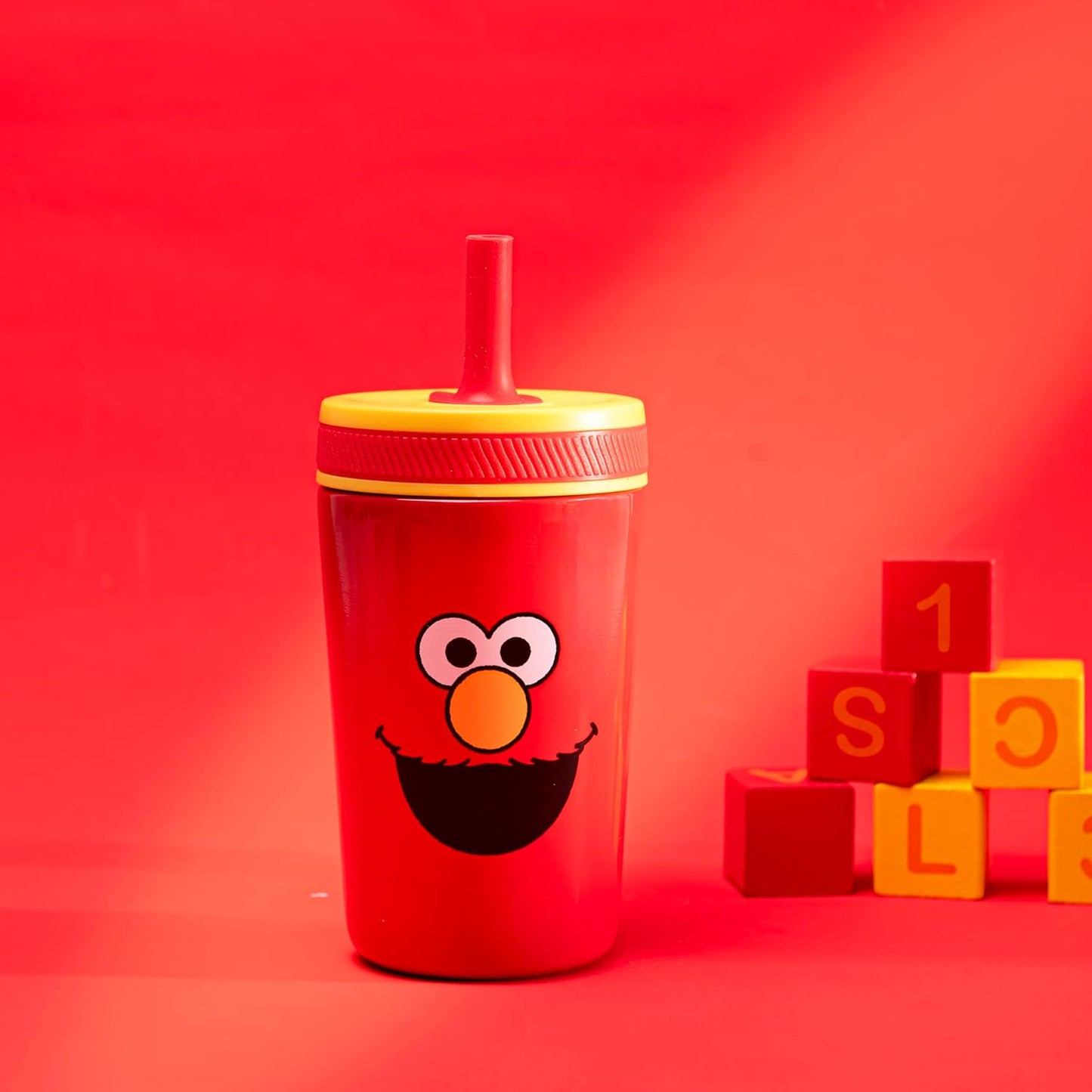 Zak Designs Sesame Street Kelso Toddler Cups For Travel or At Home, 12oz Vacuum Insulated Stainless Steel Sippy Cup With Leak-Proof Design is Perfect For Kids (Elmo)