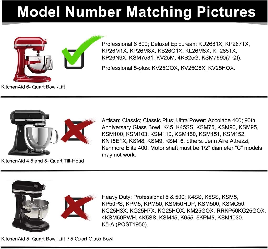 Flex Edge Beater for Kitchen Aid Mixer 6 Quart Bowl-Lift Stand Mixer Bowls, 6 QT Flat Edge Beater with Flexible Silicone Edges Bowl Scraper