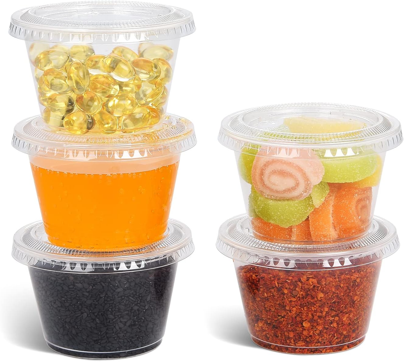 EDI 4 Ounce Clear Plastic Disposable Portion Cups/Souffle Cup with Lids, 50 Sets