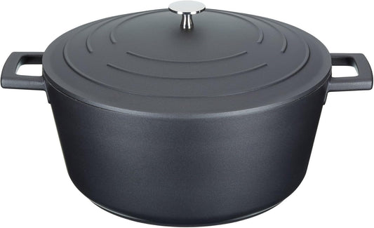 MasterClass Cast Aluminium Induction-Safe Non-Stick Casserole Dish with Lid, Black, 5 Litre