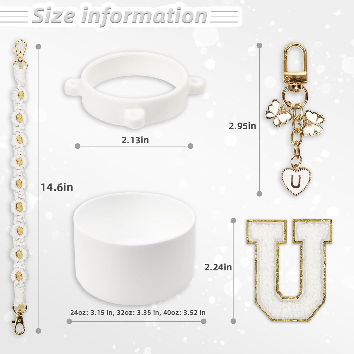 SITKOL Silicone Boot Cute Monogram Set Compatible with Owala Water Bottle 24 oz, 32 oz, 40 oz - Perfect Letter Owala Accessories for Owala Tumbler, Owala Free Sip, Pink Owala, Black Owala