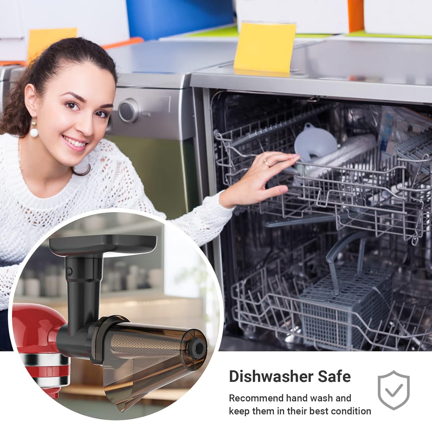 Fruit & Vegetable Strainer Attachment Set for KitchenAid Stand Mixer, Includes Food Grinder Attachment with Sausage Stuffer Tubes and Juicer Auger, Meat Grinder Attachment for KitchenAid by InnoMoon