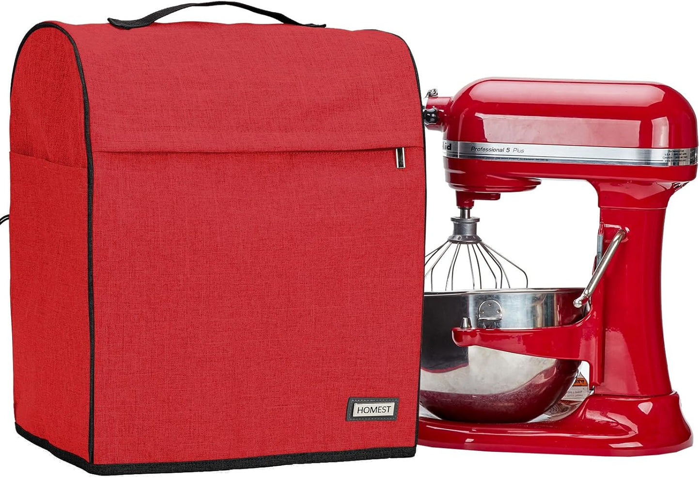 HOMEST Stand Mixer Cover Compatible with KitchenAid 6/7/8 Quart Bowl Lift，Dust Cover with Zipper Pocket for Accessories, Red (Patent Design)