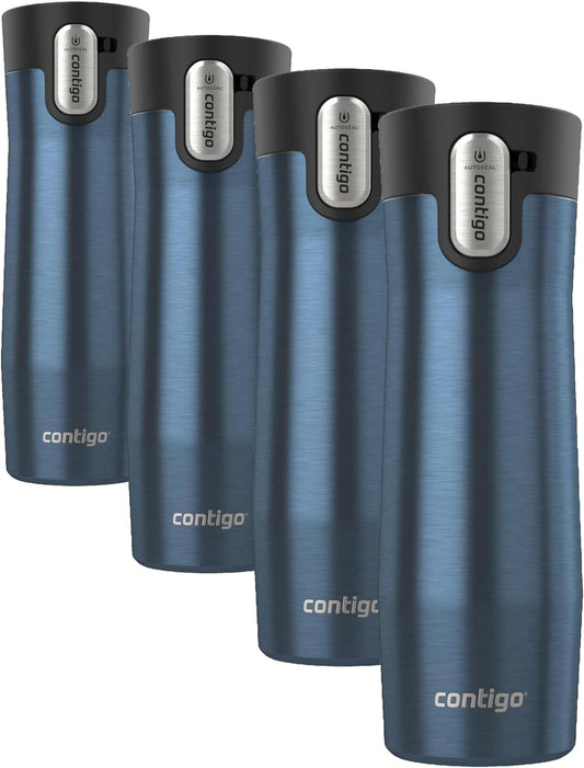 Contigo Travel Mug, Vacuum-Insulated Stainless Steel | AUTOSEAL Technology | Easy-Clean Lid | 20 oz | 2-Pack, Pack of 4