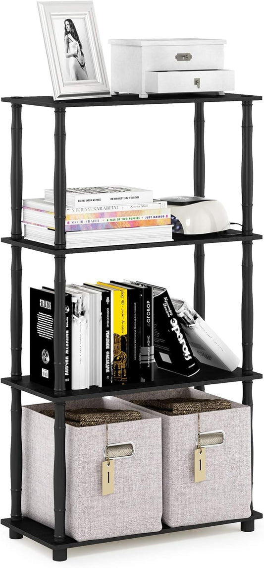 Furinno Turn-N-Tube 4-Tier Multipurpose Shelf Display Rack, Classic Tubes, Americano/Black