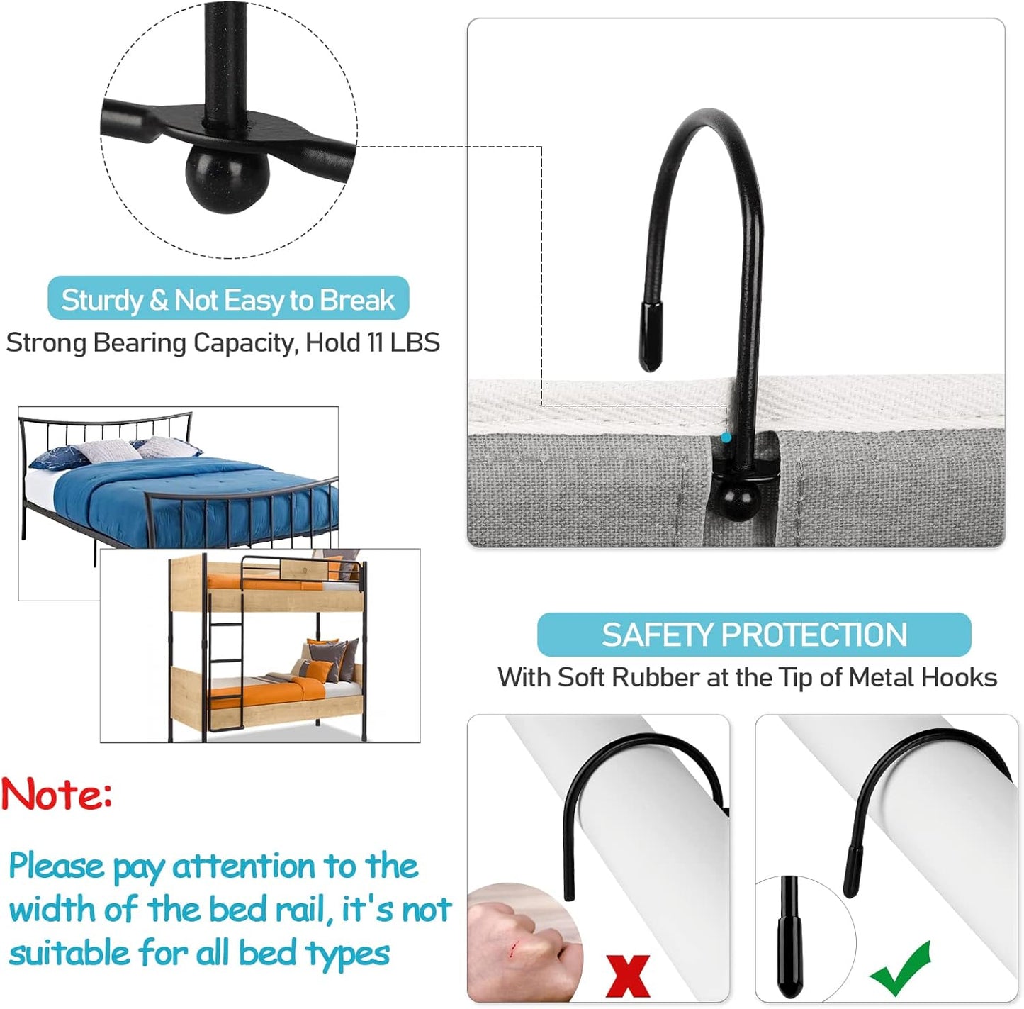 Loghot Bedside Caddy/Bedside Storage Bag Hanging Organizer for Bunk and Hospital Beds,Dorm Rooms Bed Rails,Can be Placed Glasses,Books,Mobile Phones,Keys (Grey)