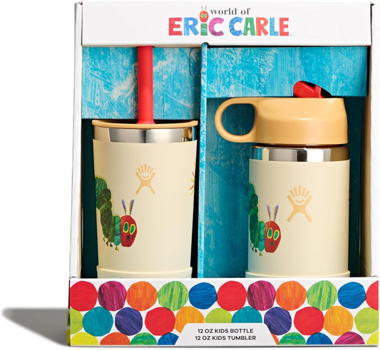 Hydro Flask Kids Water Bottle and Tumbler Bundle Set for School - Stainless Steel and Insulated with Straw Cap - 12 Oz World of Eric Carle™ Caterpillar