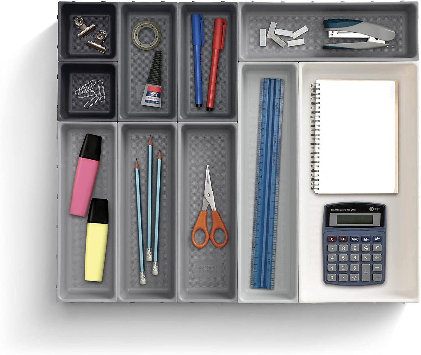 Joseph Joseph Blox 10 Piece Plastic Storage Trays Organizer Grey