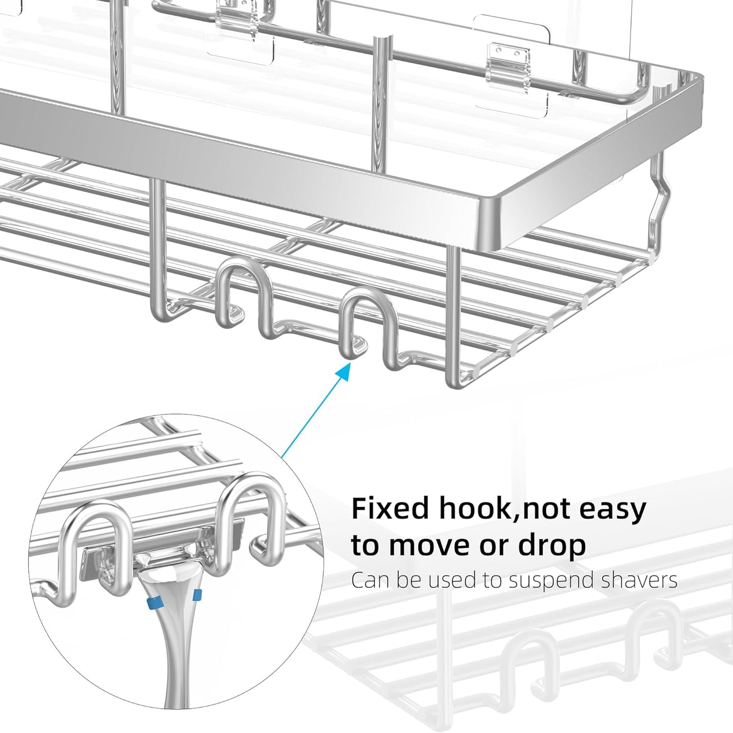 Moforoco 3-Pack Shower Caddy Basket Shelf with Soap Holder, No Drilling Traceless Adhesive Shower Wall Shelves, Rustproof Silver Bathroom Shower Storage Organizer