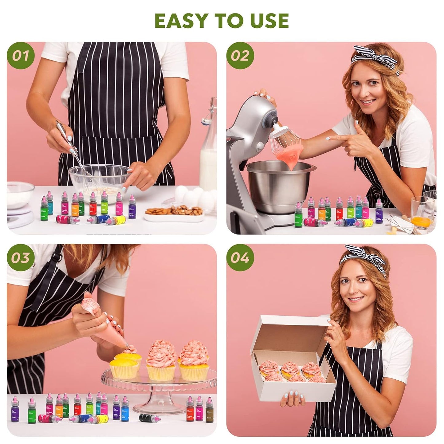 Gel Food Coloring,18 Baking Coloring Gel Set for Cake,Cookie Easter Egg Decorating,Cherrysea Edible Vibrant Food Dye for Baking Icing,Fondant,Macaron,Frosting,Gluten Free,Vegan Tasteless - 6g/Bottle