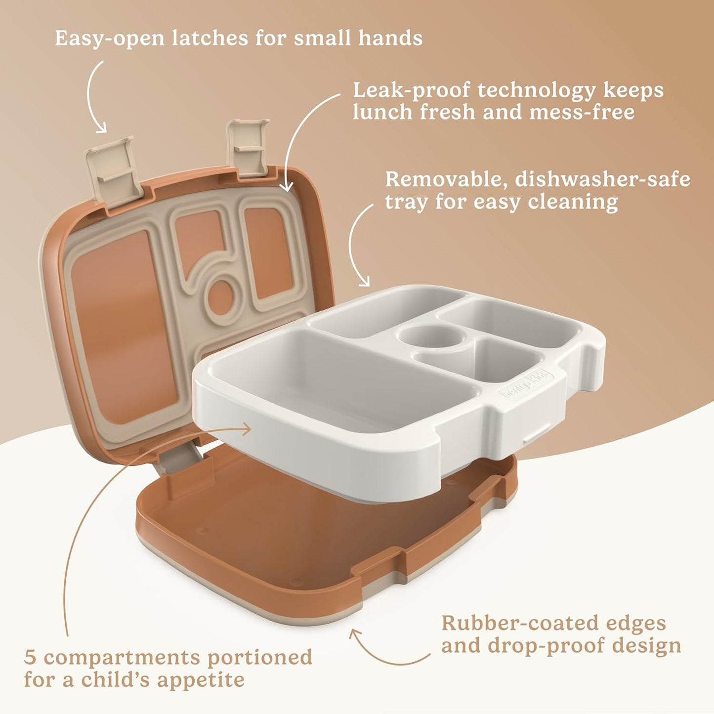 Bentgo Kids 5-Compartment Leak-Proof Bento-Style Lunch Box (Whimsy & Wonder Collection) - Ideal for Ages 3-7, Drop-Proof & Durable, Dishwasher Safe, & PFAS & BPA-Free Materials (Spots & Dots)