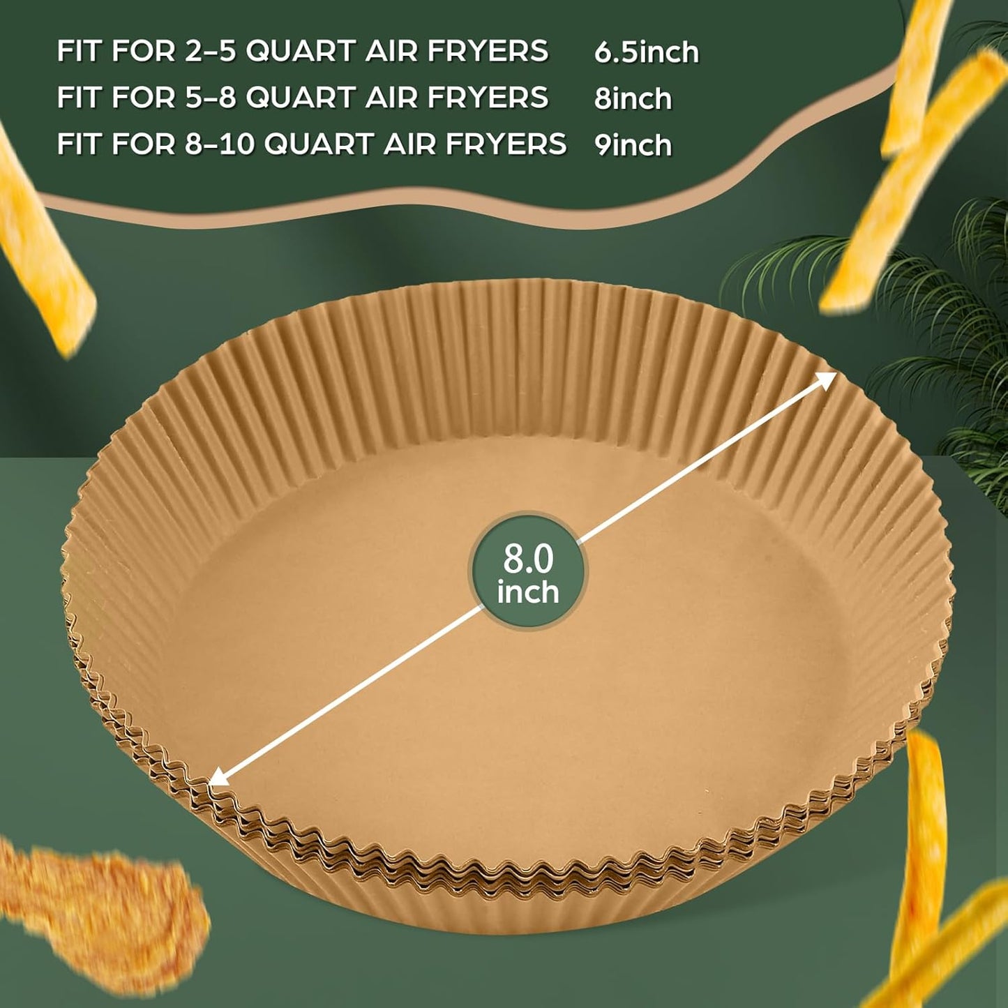 Air Fryer Paper Liners Disposable: 200Pcs 8 Inch Special Round Liners for Air Fryer, Grease and Water Proof Non Stick Basket Parchment Paper
