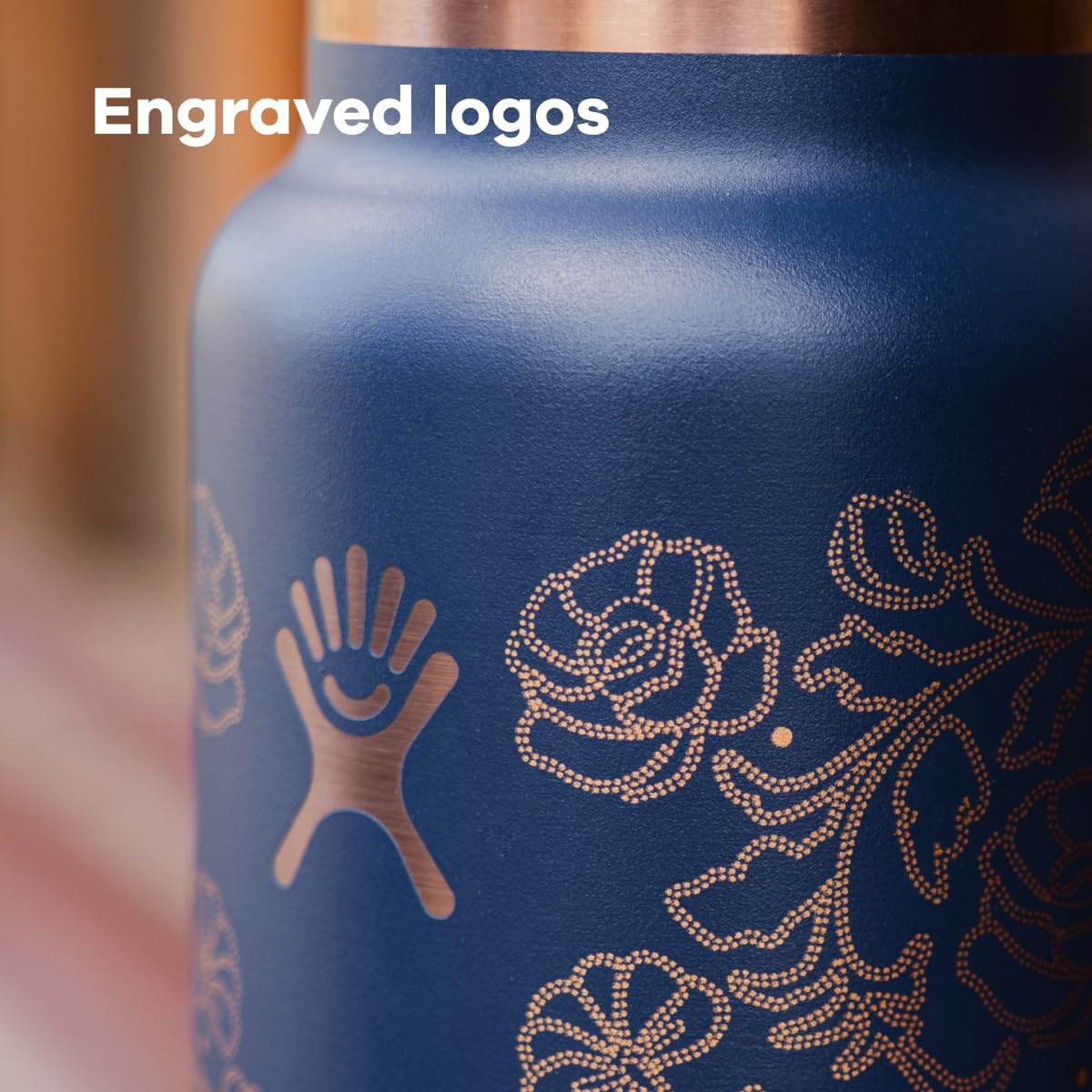 Hydro Flask Water Bottle - Insulated Stainless Steel - Wide Mouth Flex Straw Lid, Non Spill, Leakproof and Refillable in 32 Oz Western Dark Blue