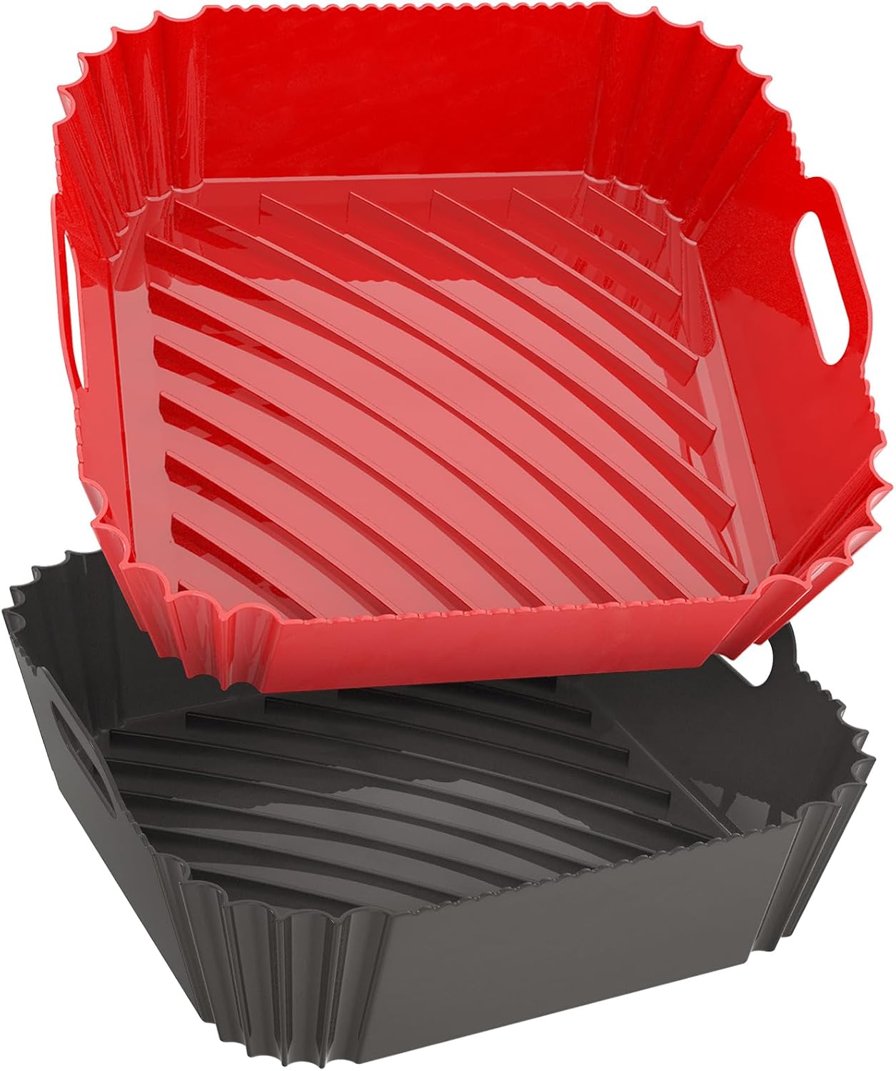 Large Silicone Air Fryer Liners Square 5-9 QT, 7.9 Inch Reusable Airfryer Liners Air Fryer Silicone Liners Pot Oven Liner Baking Tray, Air Fryer Basket Silicone Mat Bowl Air Fryer Accessories, 2 Pack