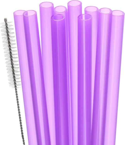 Dakoufish Replacement Straw for Stanley|Owala|Simple Modern 40oz 30oz Tumbler,10 Pack 12 Inch Purple Reusable Straws With Cleaning Brush for Stanley Cup Accessorie,BPA Free,Dishwasher Safe