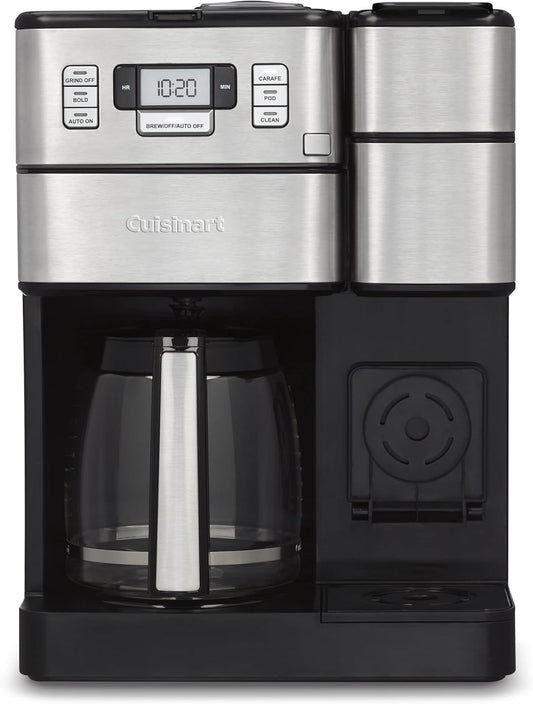 Cuisinart Coffee Center Grind and Brew Plus, Built-in Coffee Grinder, Coffeemaker and Single-Serve Brewer with 6oz, 8oz and 10oz Serving Size, Black/Silver, SS-GB1NAS