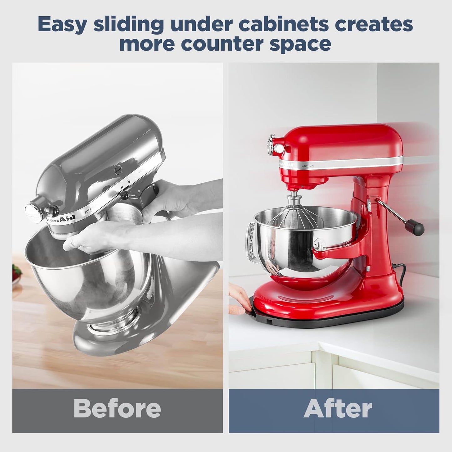 Mixer Sliding Tray for KitchenAid 5-8 Qt Bowl-lift Stand Mixer - Metal Rolling Tray Kitchen Countertop Appliance Slider Storage Moving Caddy with Wheel for Kitchen Aid 5-8 Qt Mixer