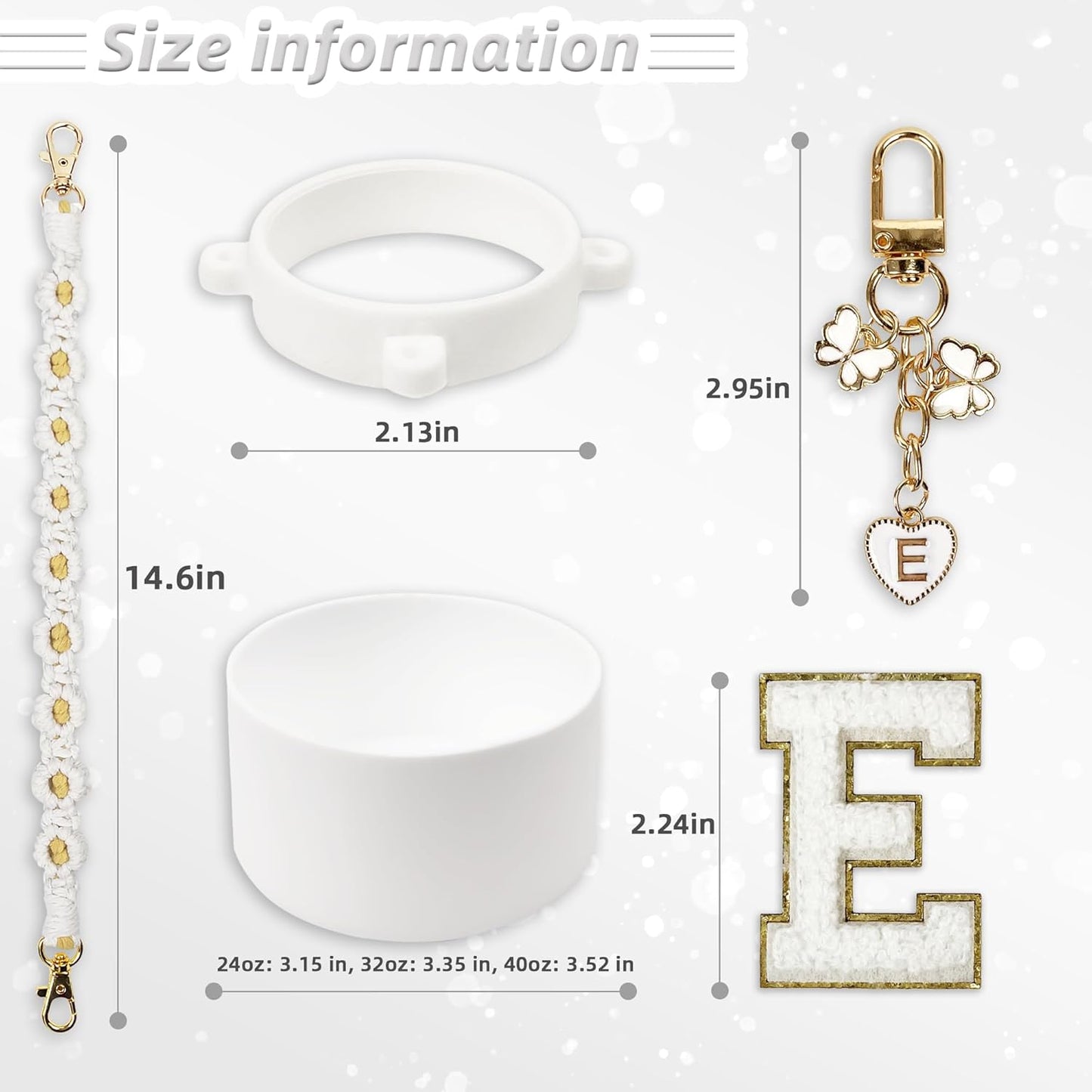 SITKOL Silicone Boot Cute Monogram Set Compatible with Owala Water Bottle 24 oz, 32 oz, 40 oz - Perfect Letter Owala Accessories for Owala Tumbler, Owala Free Sip, Pink Owala, Black Owala