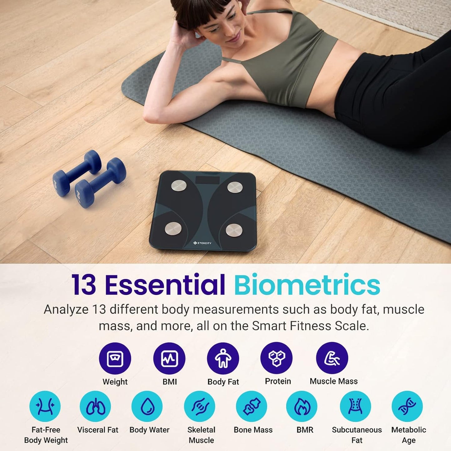 Etekcity Scale for Body Weight and Fat Percentage, FSA&HSA Eligible, Smart Digital LED Bathroom BMI Measurement, Accurate Bluetooth Weighing Machine, Body Composition Analyzer, Ash-black, 400lb