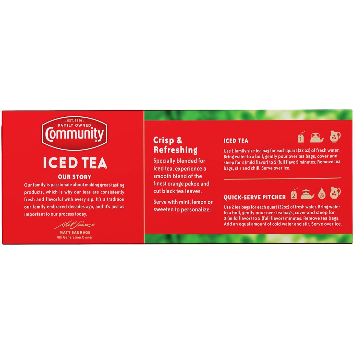 Community Coffee Decaf Tea, 24 Family Size Tea Bags (Pack of 1)