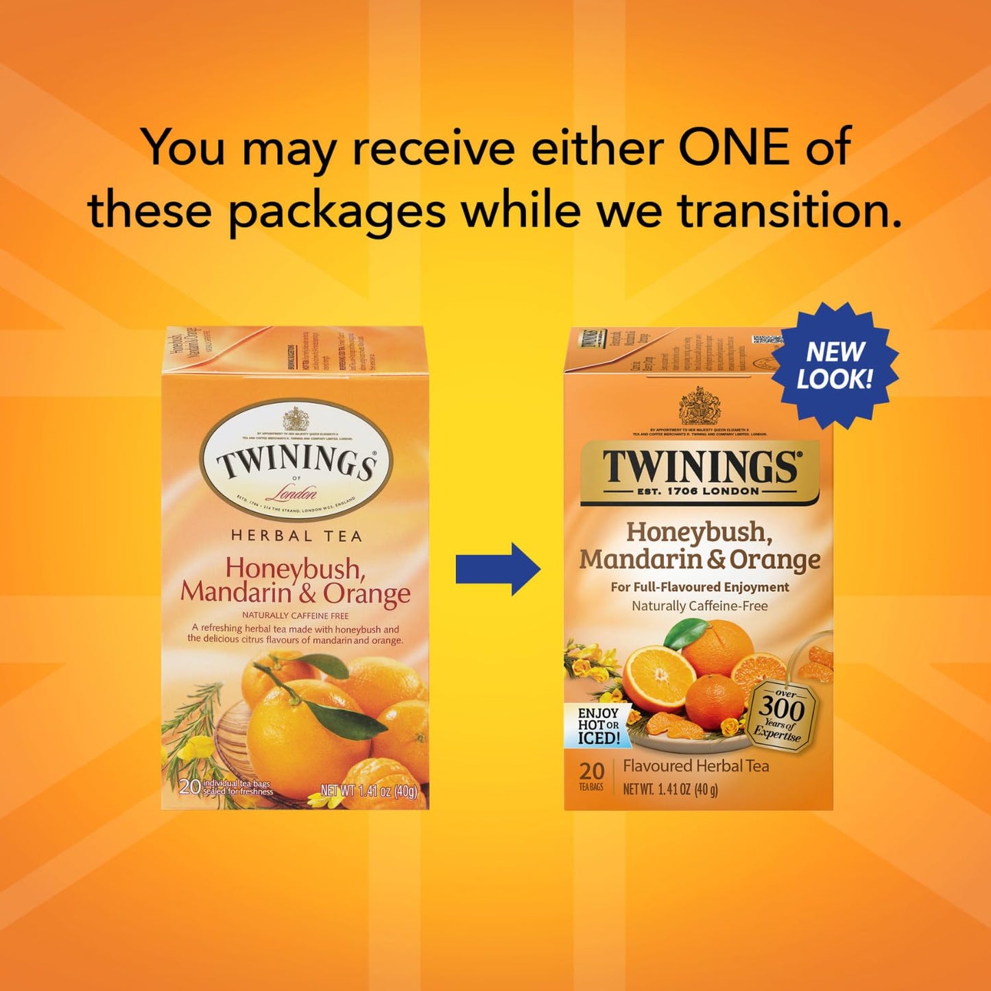 Twinings of London Honeybush, Mandarin, and Orange Herbal Tea Bags, 20 Count