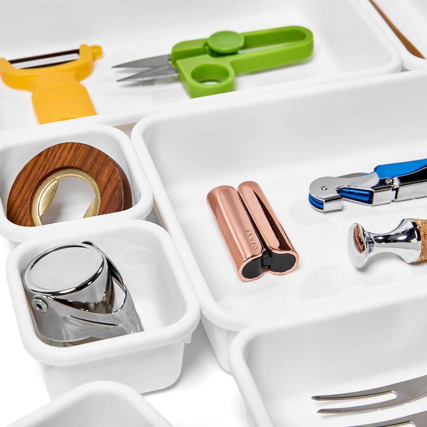 madesmart 8-Piece Interlocking Bin Pack Customizable Multi-Purpose Drawer, One Home Organization, BPA Free, White, 8 Count (Pack of 6)