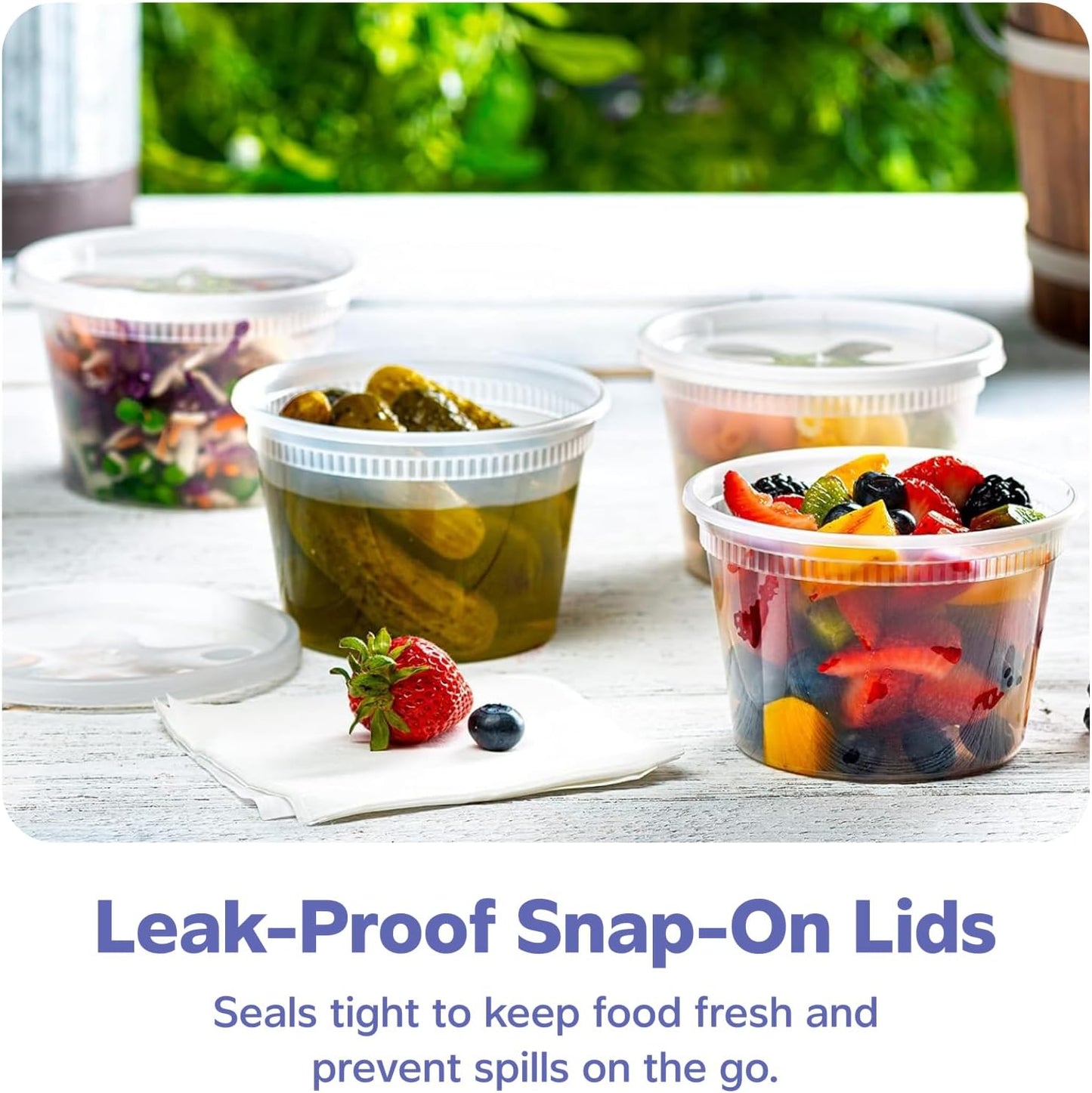 GUSTO [48 Sets 16 oz. Plastic Deli Disposable Food Storage Containers With Airtight Lids (Formerly Comfy Package)