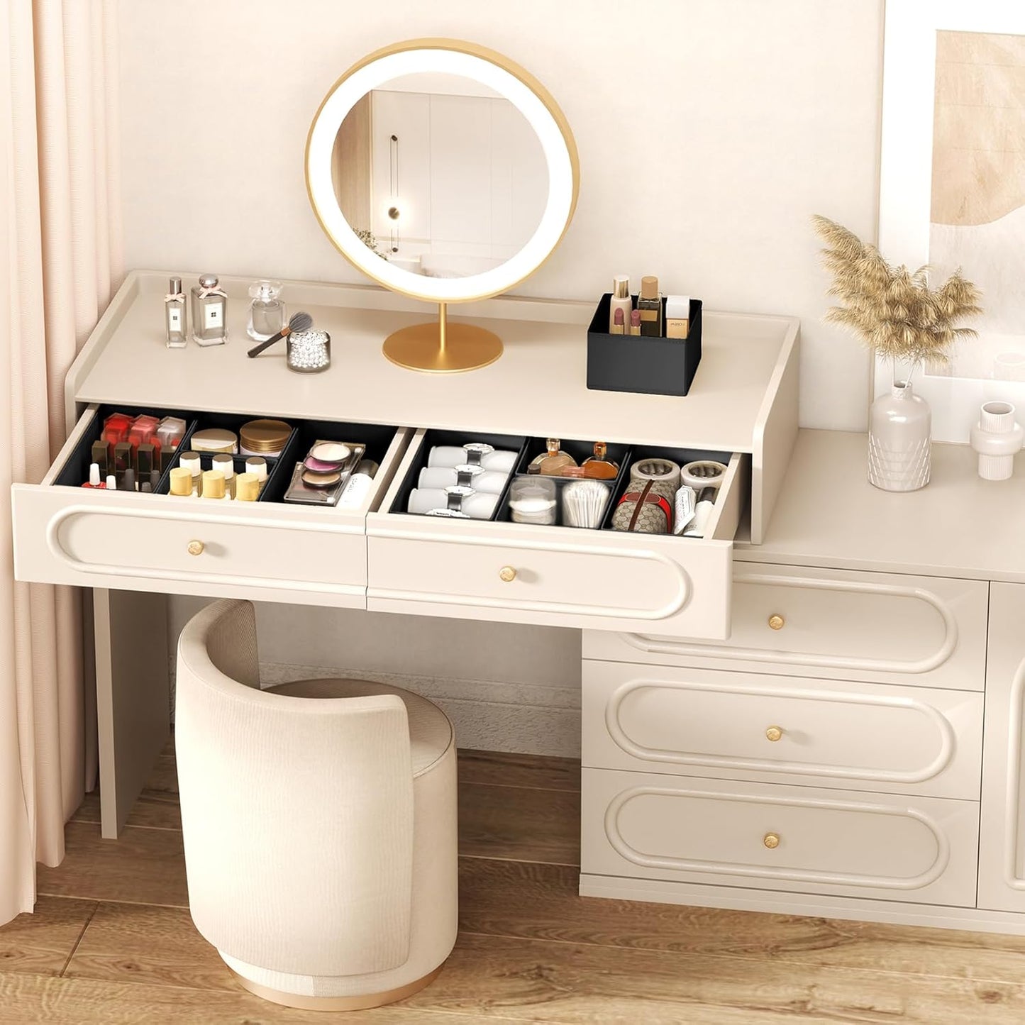 DIMJ Drawer Organizers Clothes, Set of 16 Dresser Organizer Bins, Fabric Closet Organizers and Storage, Shallow Drawer Dividers for Nursery, Clothing, Baby Clothes, Socks, Underwears, Tie (Black)