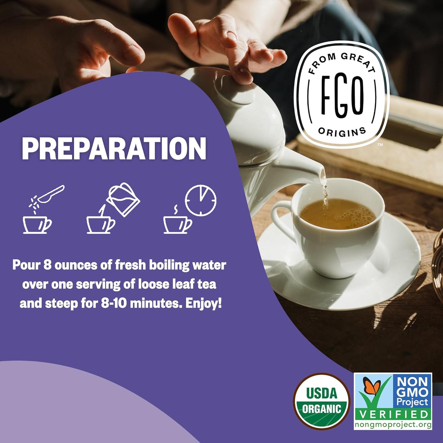 FGO Organic Dried Lavender Flowers, Extra Grade Dried Buds, Imported From France for Culinary or Sachet Bags, 4oz, Packaging May Vary (Pack of 1)