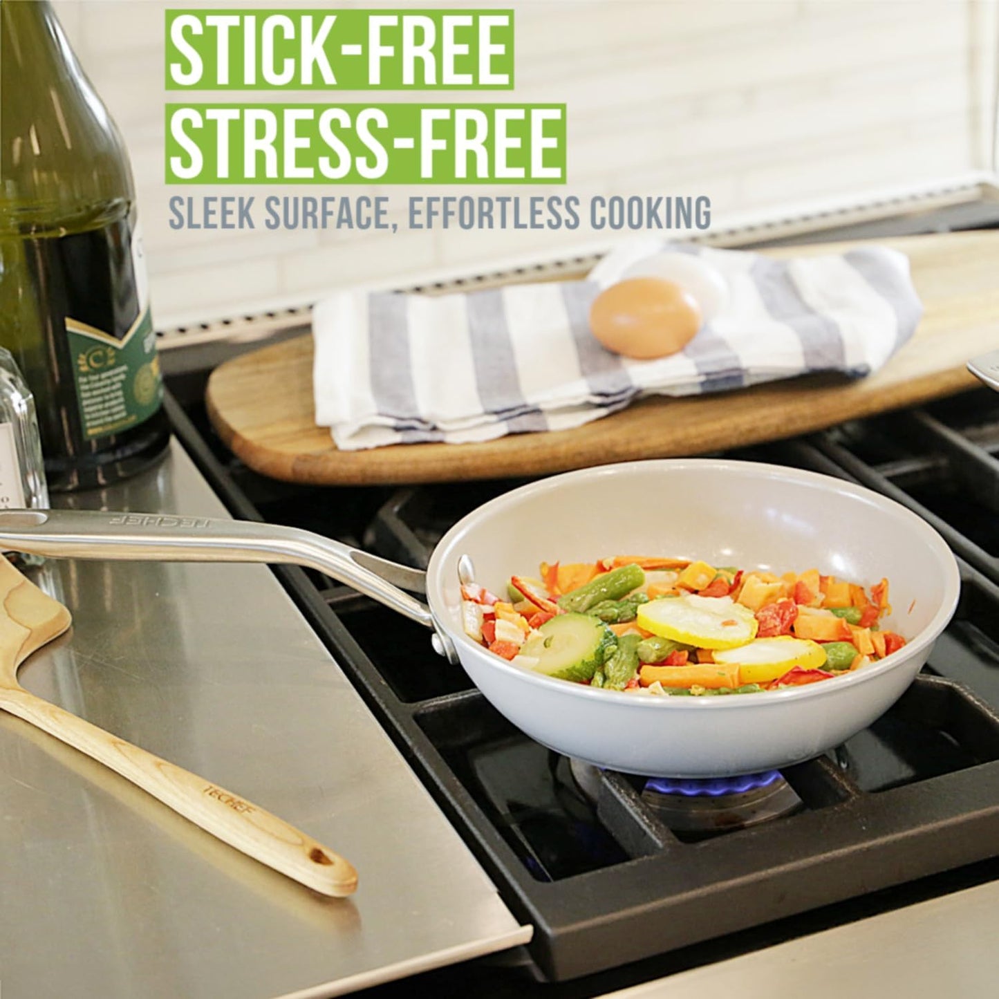 TECHEF - CeraTerra - 8 inch Ceramic Frying Pan – PFAS, PTFE & PFOA-Free, Toxin-Free Ceramic Coating, Induction-Ready, Oven & Dishwasher Safe, Ceramic Nonstick Frying Pan Made in Korea