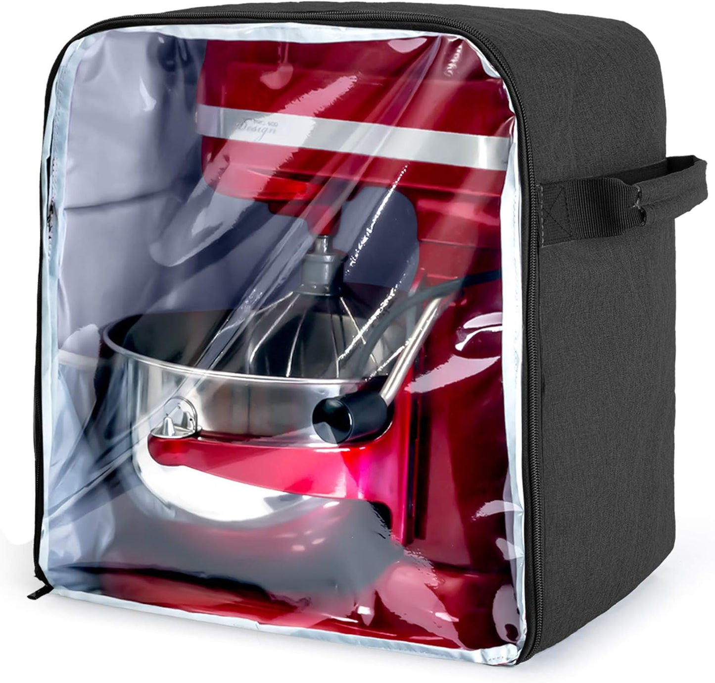 Luxja Dust Cover Compatible with 6-8 Quart KitchenAid Mixers (with a Bottom Padding Pad), Dust Cover (Clear Front Panel) for Stand Mixers and Extra Accessories, Black (Patented Design)