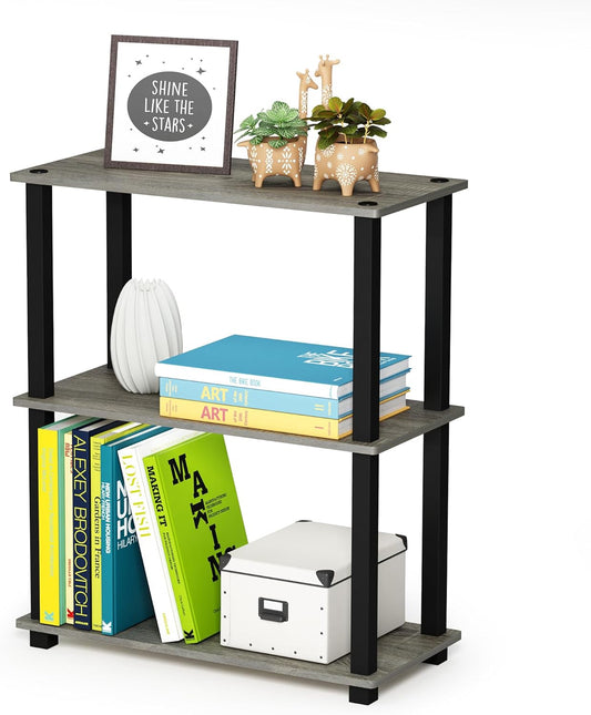 Furinno TURN-S-TUBE Storage Shelves, 3-Tier Book Shelf, Corner Shelf, Toolless Open Shelves, for Organization and Storage, Living Room, Garage, Home Office, French Oak