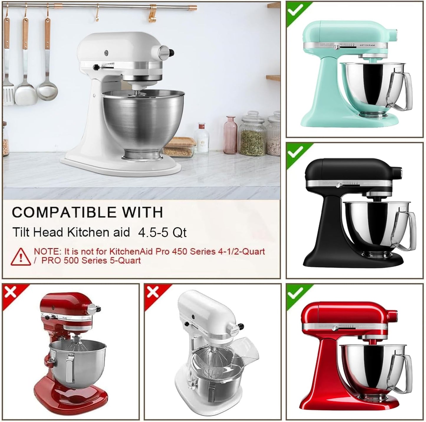 Compatible with Kitchen aid 4.5-5 Qt Bamboo Mixer Slider - Appliance Slider for Tilt Head Kitchen aid Stand Mixer, Kitchen Countertop Storage Mover Sliding Tray for Kitchen aid 4.5-5 Qt White