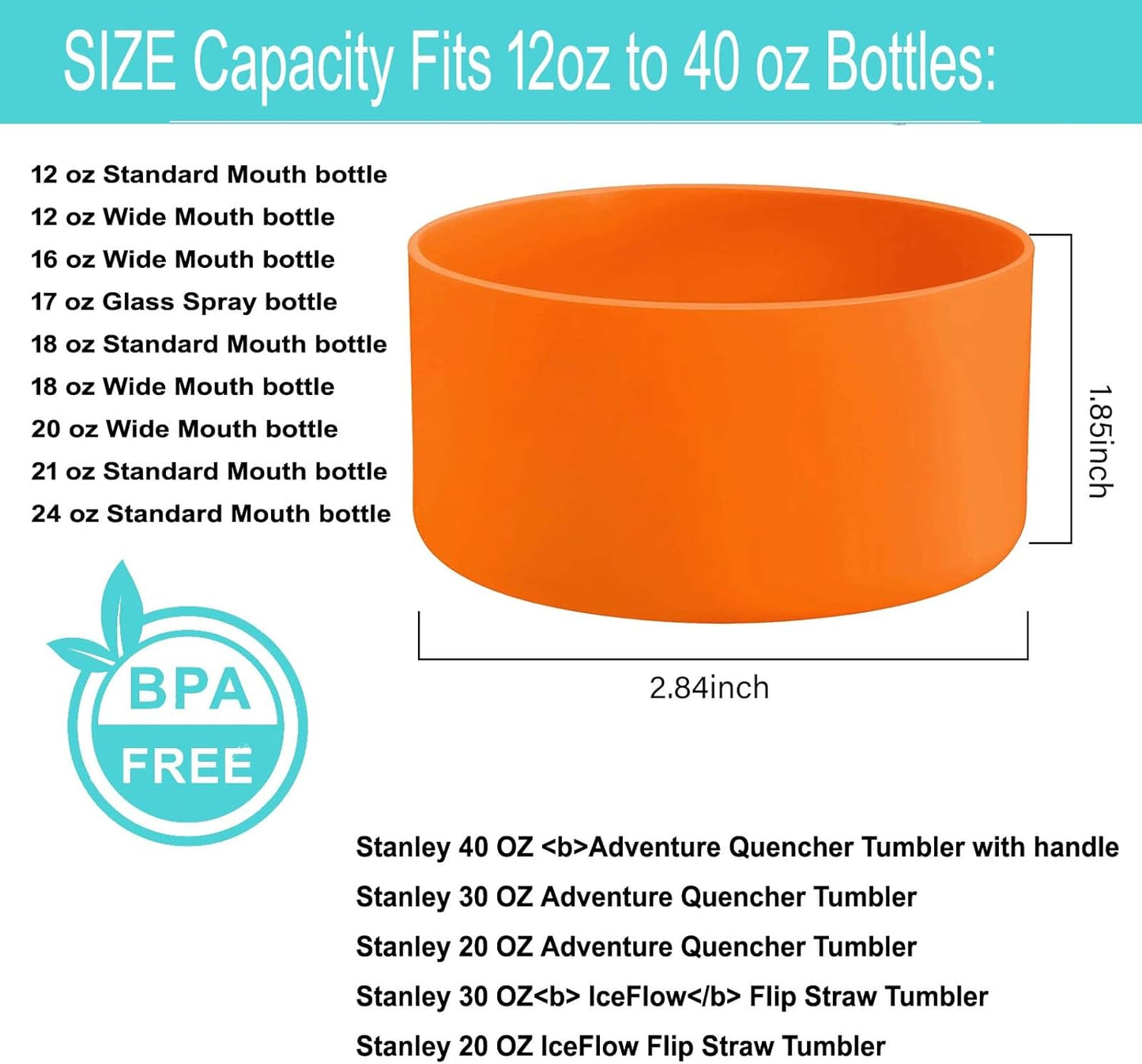 QIANHAI Protective Silicone Boots for Stanley Quencher Adventure 40oz Tumbler & IceFlow 30oz 20oz -Sport Water Bottle Bottom Sleeve Fits Hydro Flask -Stanley Cup Accessories (1Orange)